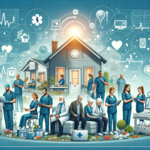 Graphic illustrating the synergy between Mobile Integrated Health (MIH) and Value-Based Care (VBC), showcasing healthcare professionals, patient care, and cost-effectiveness.